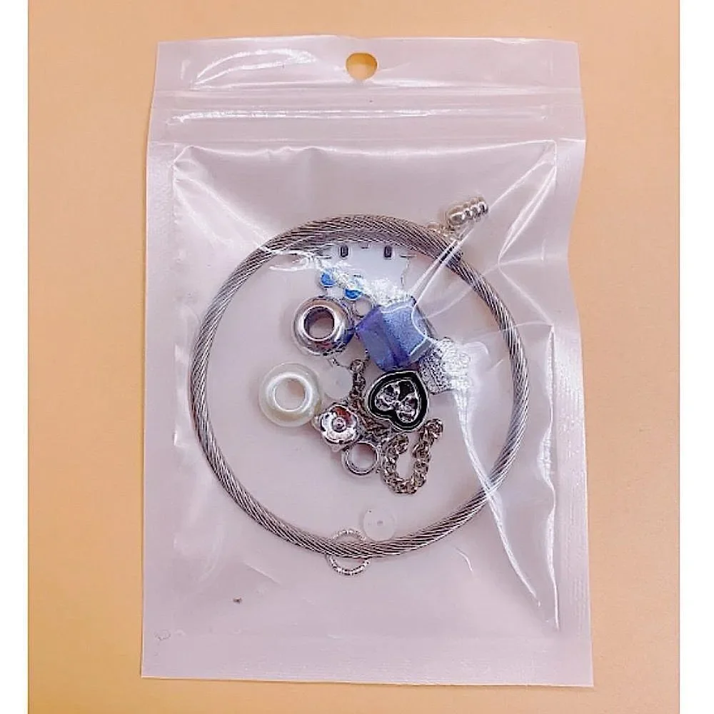 Unique Pandora Style Charm Bracelet DIY Customizable Kitty Pearl & Heart Beads